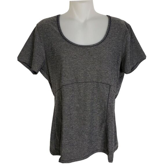 Eddie Bauer Womens T Shirt Large Gray Activewear Scoop Neck Short Sleeve Workout - Picture 1 of 11